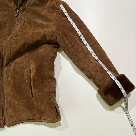 St. John's Bay Women’s Vintage Washable Suede Coat Faux Fur Lined Coat - Picture 12 of 14